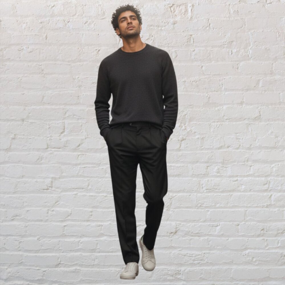 JOSEPH & FEISS -- Corduroy Pants, Black, Tall Man, Pleated, No Cuffs, 4 Pockets